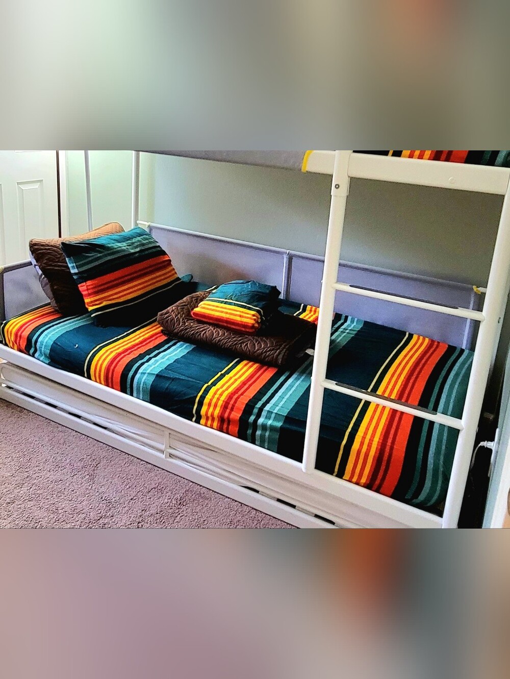 Pendleton Orange, Yellow, Green, Teal Striped Bedding Queen